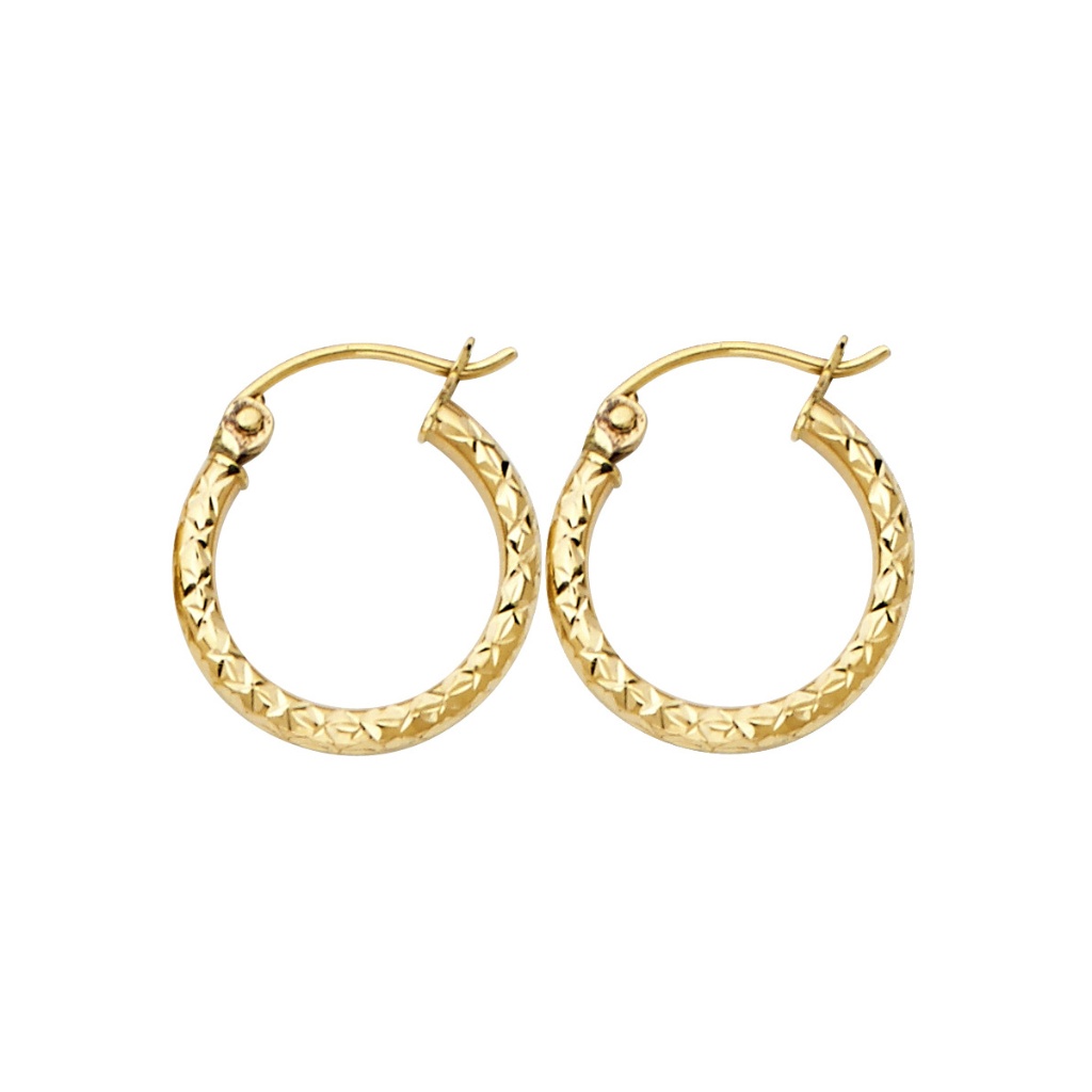 Diamond-Cut Hinge Small Hoop Earrings - 14k Yellow